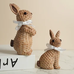 Bow Tie Easter Home Rabbit Ornament European Courtyard Resin Decorative Ornament Garden Rabbit Holiday Decoration