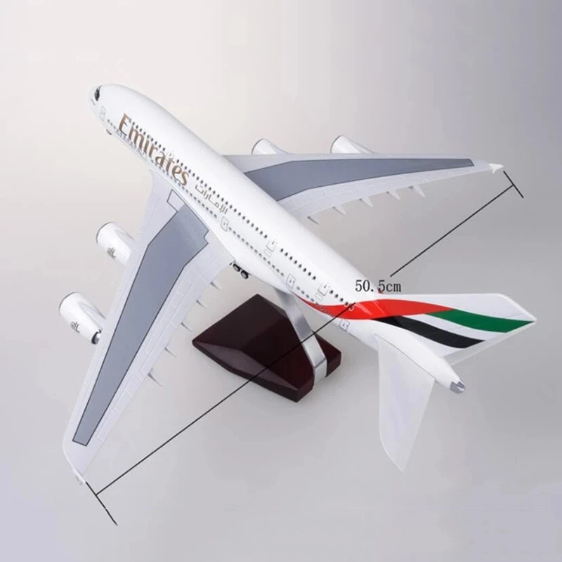47 سنتيمتر 1/160 مقياس طائرة نموذجية A380 الإمارات الخطوط الجوية دييكاست الراتنج طائرة لعبة طيران جمع عرض الديكور الهدايا مروحة