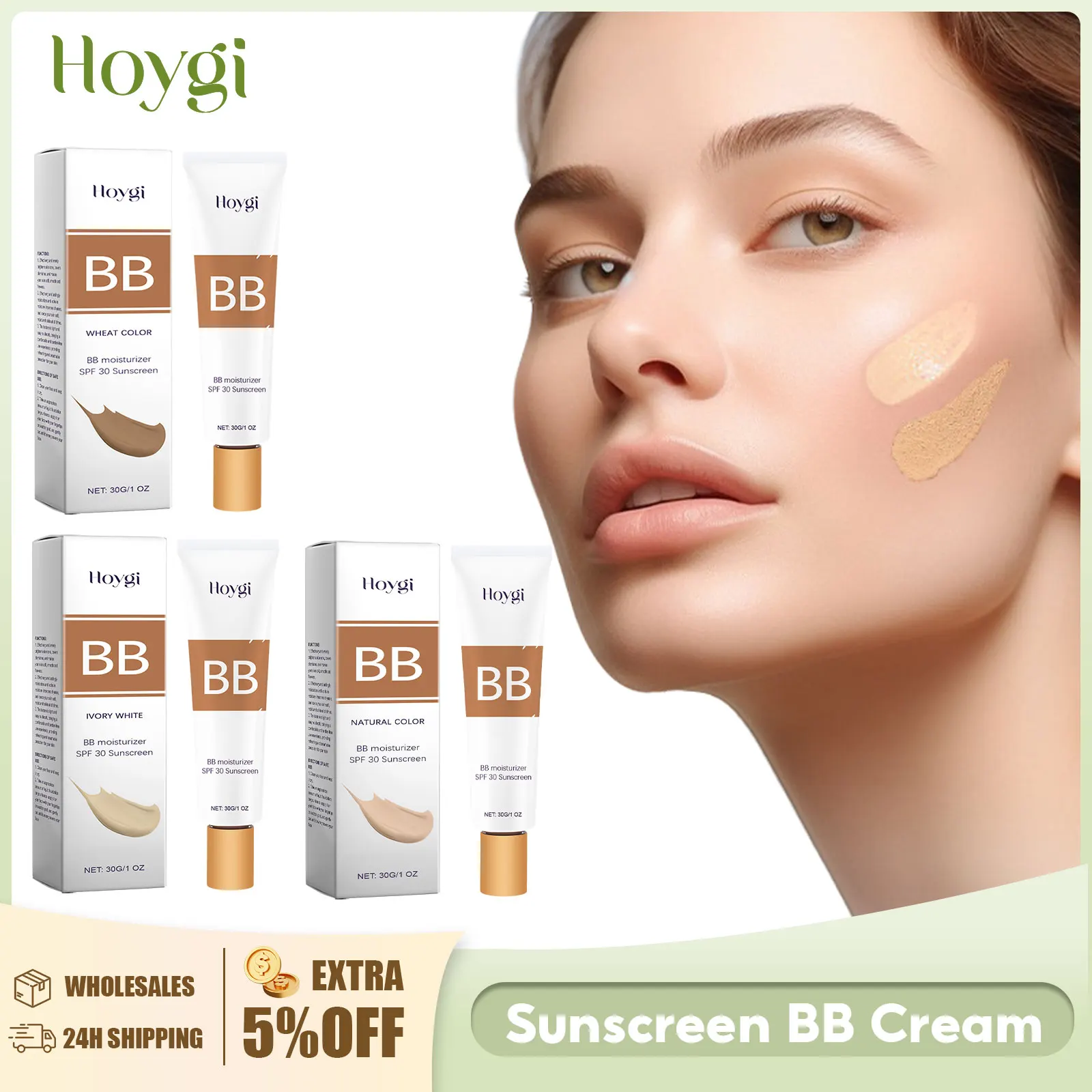 BB Cream Even Skin Tone Sunscreen Foundation Cream for Face Makeup Concealer Waterproof Pores Cover Blemishes Natural Cosmetics