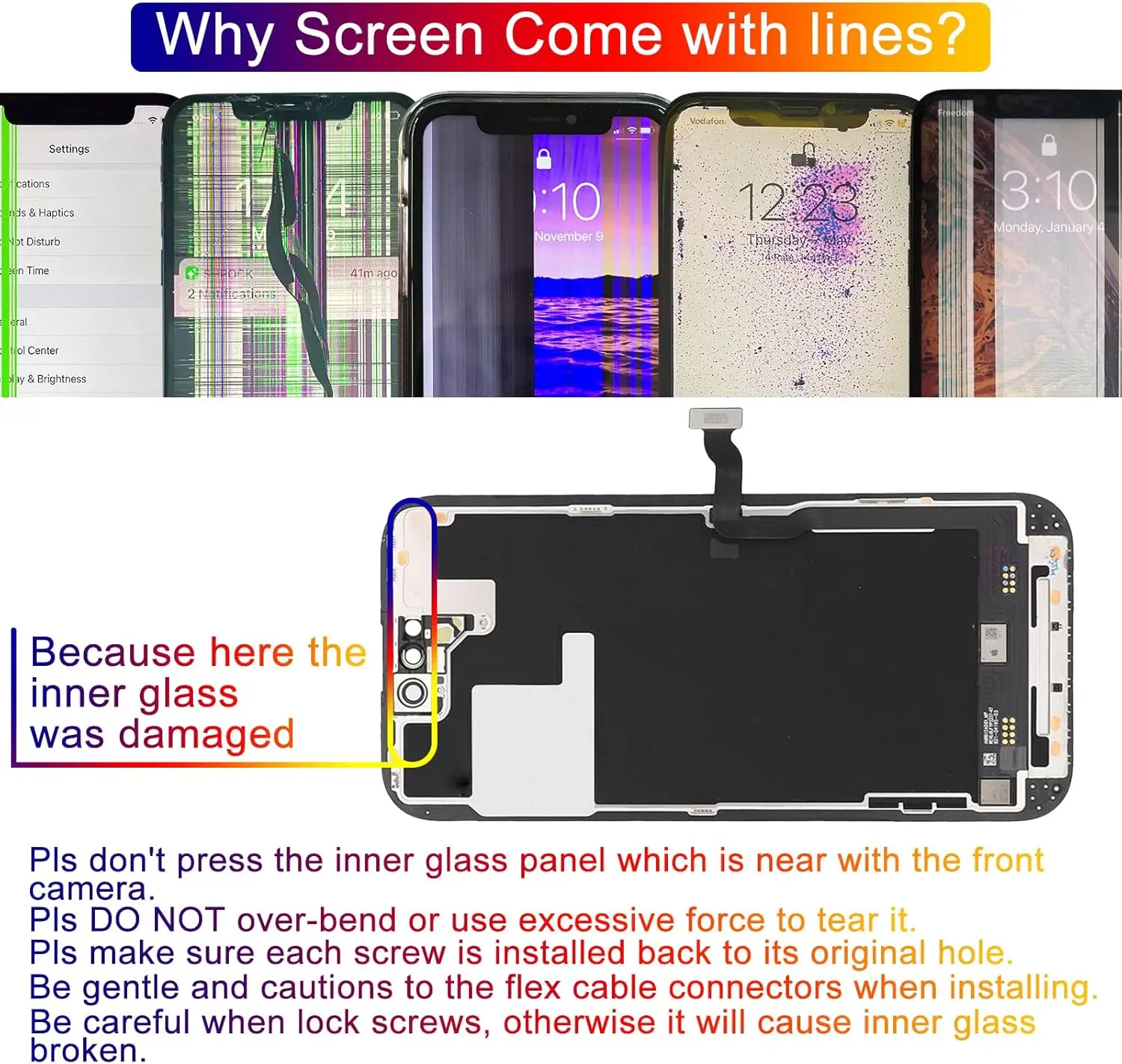 for iPhone 14 Plus Pro Max Screen Replacement Full HD 3D Touch LCD Display Digitizer Assembly with Repair Tools & Tempered Glass image 3