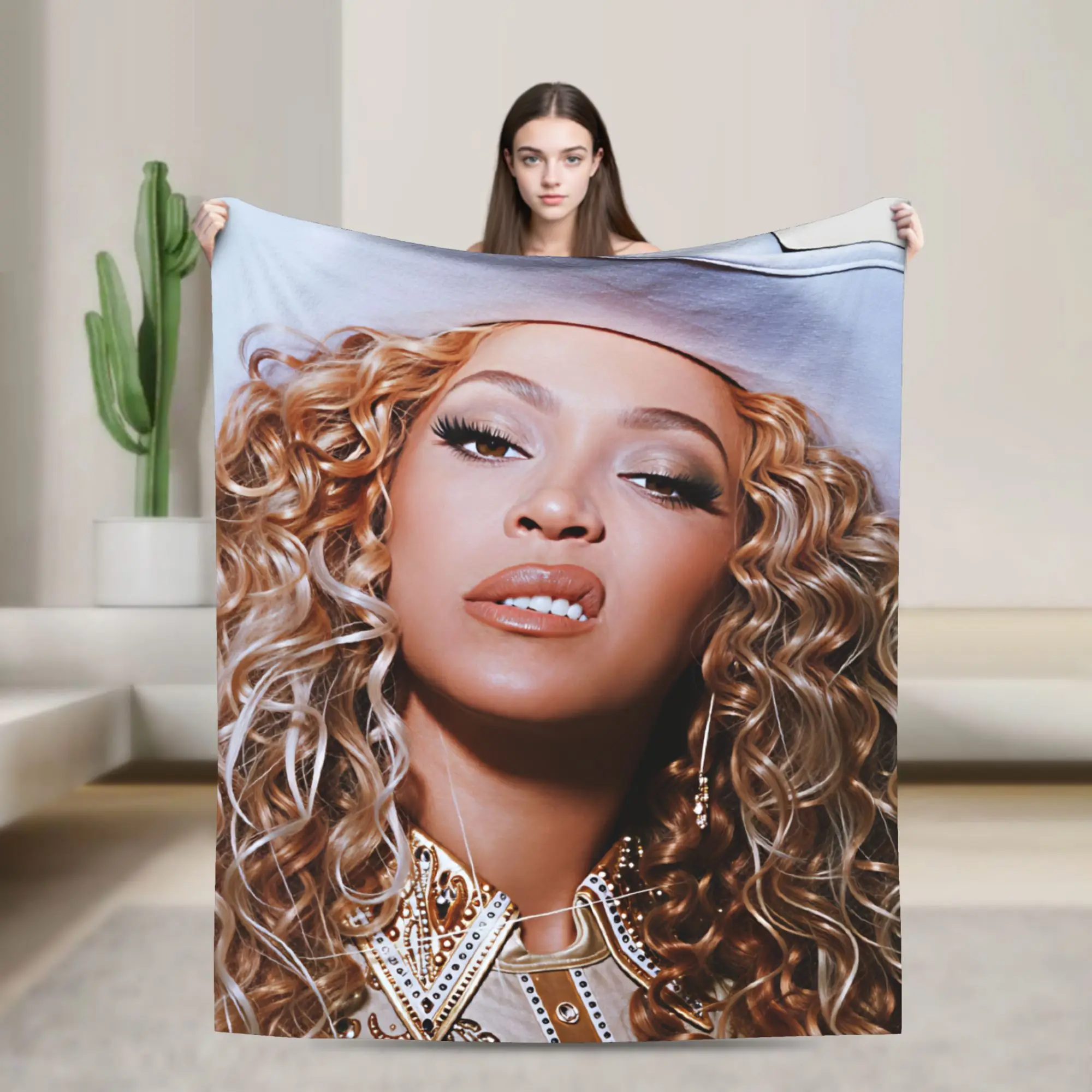 Pop Music Beyonce  Soft Warm Blanket  Girls Boys Plush Throw Blanket Comfortable Bedroom Flannel Bedspread Sofa Bed Cover