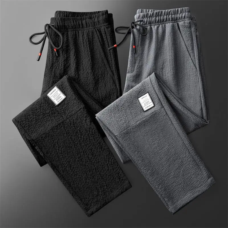 

Ice Silk Casual Sports Pants Thin Summer Construction Site Wear Resistant Stainproof Low Waist Loose Fit Straight Leg Trousers