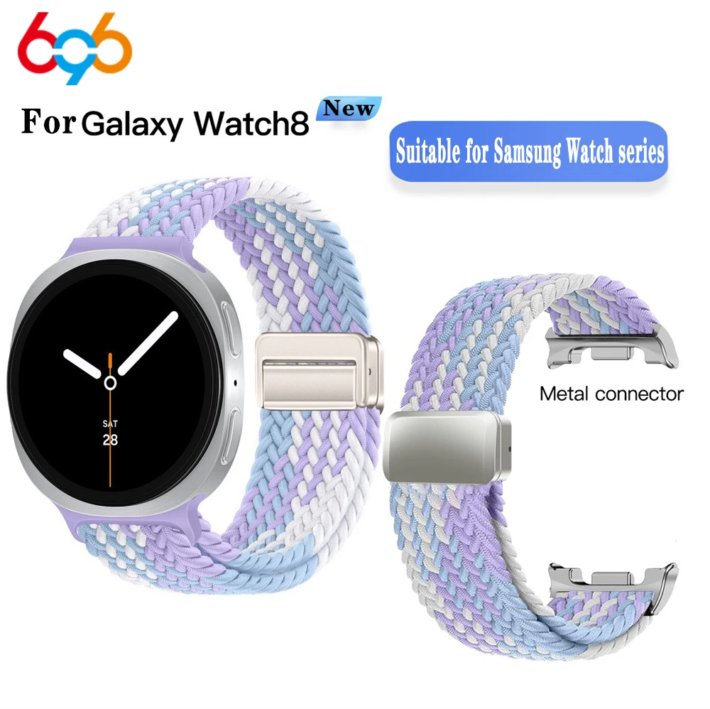 

Fashion New 22mm Metal Magnetic Sliding Buckle Nylon Woven Straps For Samsung Watch8 Fashion Watch Strap For Galaxy 8Classic