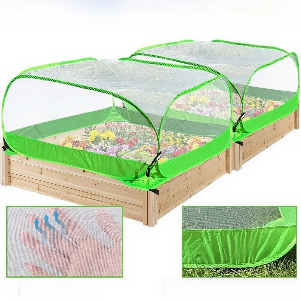 Garden Plant Protector Mesh Cover 100 cm x 100 cm x 50 cm Outdoor Raised Bed Enclosure for Vegetables Fruits Herbs