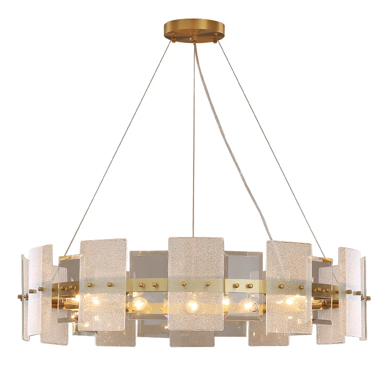 

Postmodern light luxury living room dining room personalized creative all copper glass chandelier