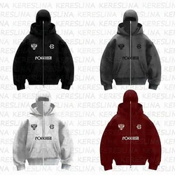 New Instagram fashion brand double hat unique design hooded sweatshirt autumn and winter new unisex loose  sweatshirt batch