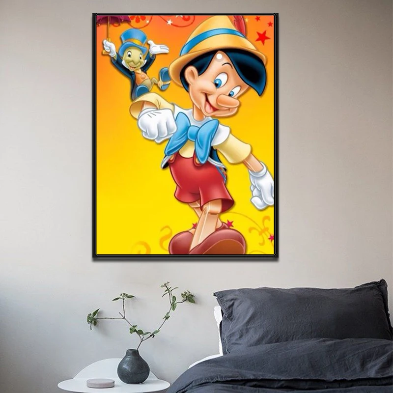 Disney Anime diament malarstwo pinokio diament haft postać z kreskówki pełny kwadrat/okrągły Rhinestone malowanie Home Decor