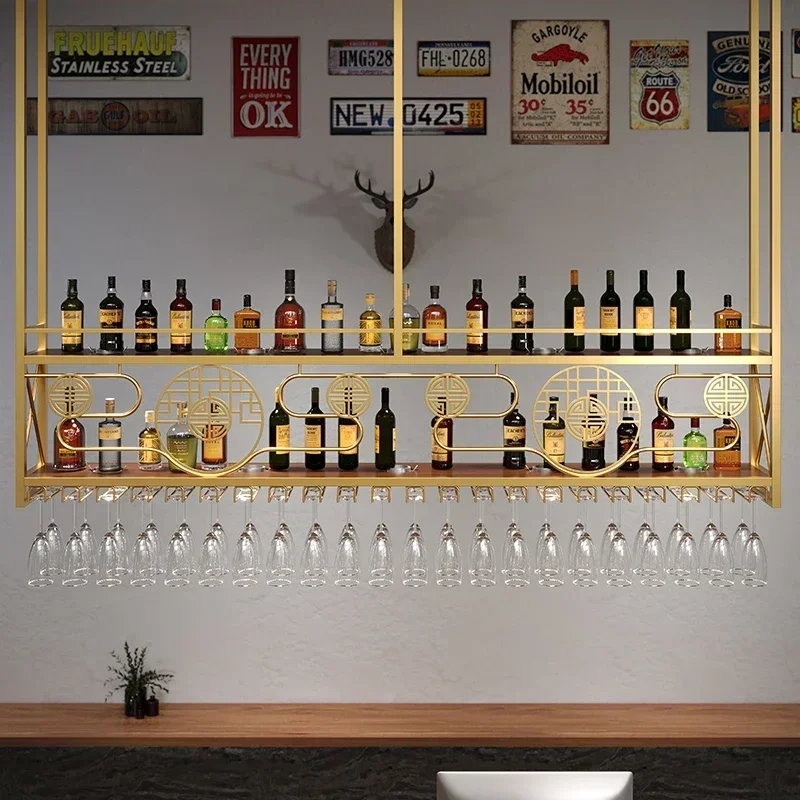 Hanging Kitchen Display Cabinet Bar Shelf Storage Rack Showcase Wine Cabinet for Living Room Cellar Gabinete Home Bar Furniture