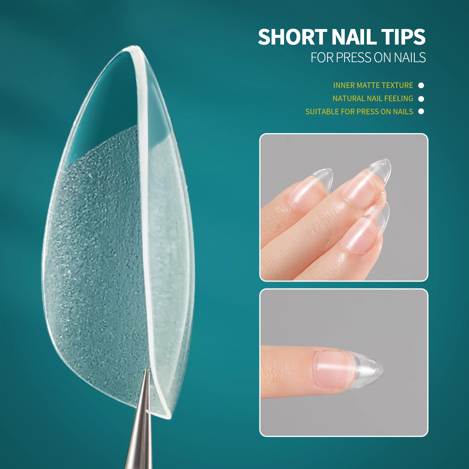 Nailpop 120pcs Nail Tips Extra Short Almond Coffin Square Half Matte Clear Style Full Cover Acrylic Fake Nail Capsule