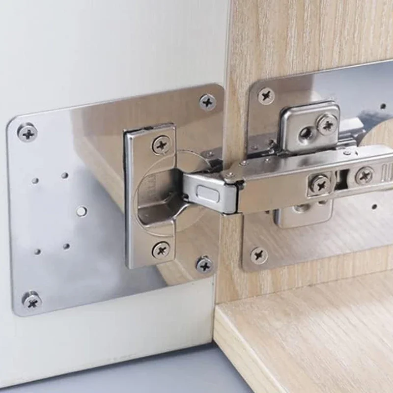 2/16Pcs Cabinet Hinge Repair Plate Kit Flat Screws Fixing Brace Brackets Kitchen Cupboard Door Hinge Mounting Furniture Hardware