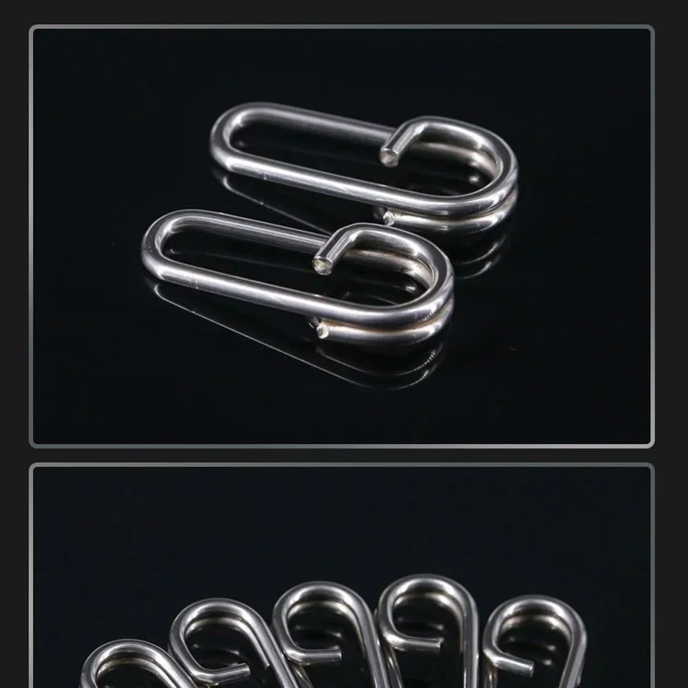 DNDYUJU 50 stücke Angeln Snap Edelstahl Gebogenen Kopf Oval Split Ringe Angeln Zubehör Stecker Pin Angelhaken Köder Tackle – Detail 9