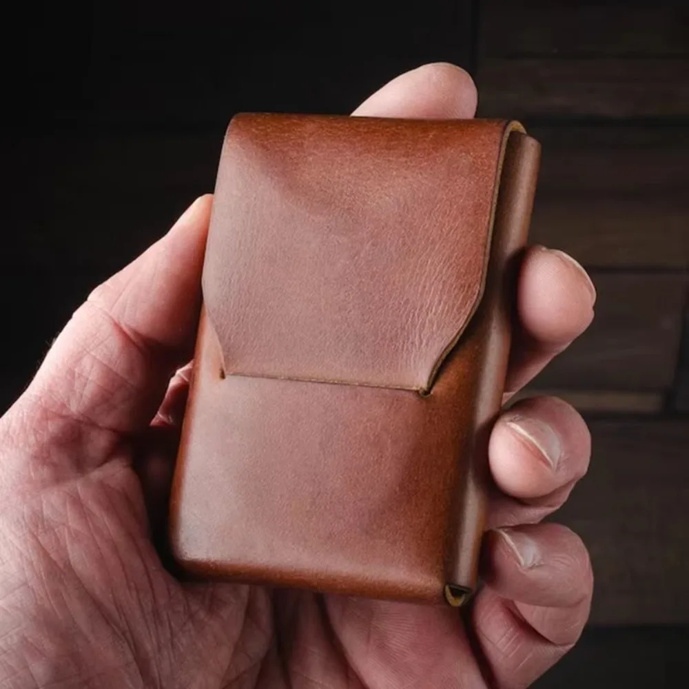 

Retro Minimalist Leather Card Holder Slim Unisex Men Wallet ID Card Pouch Mini Card Bag Gift