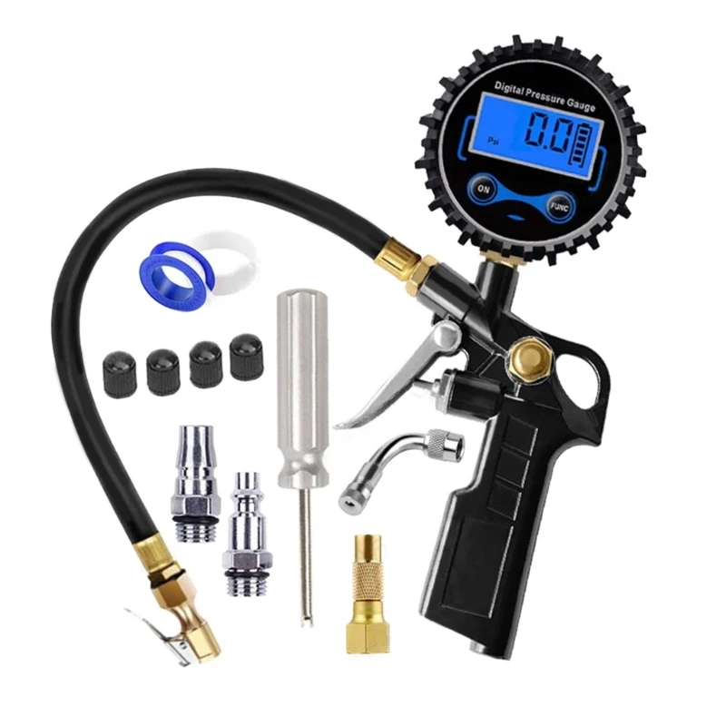 Digital Tire Inflator Air Pressure Gauge Air Tester Check 200PSI with Air Chuck Dropshipping