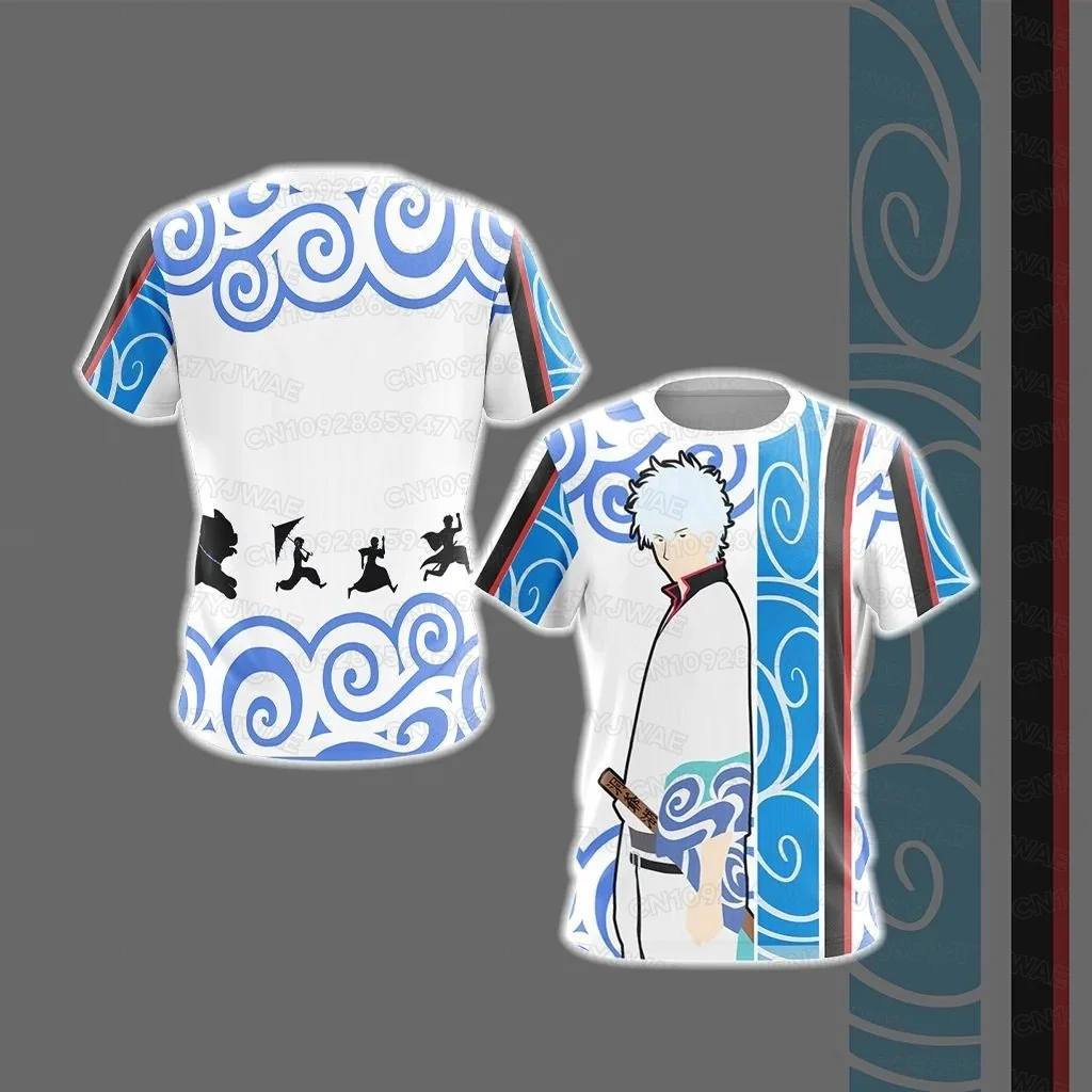 Japanese Anime Men's Women's Sakata Gintoki Cosplay Jersey T-shirts 3D Print Cartoon Short Sleeve T-shirt Tops