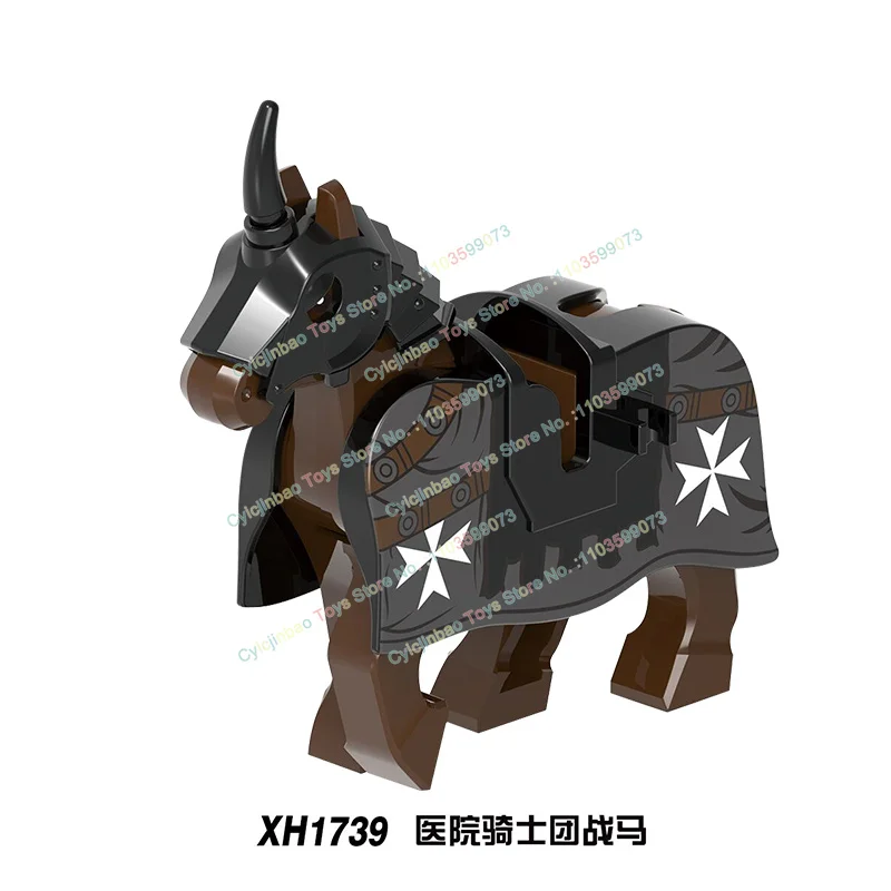 1Pcs Medieval Knight Teutonic Knights Horse Animal Building Blocks Bricks Action Figures DIY Toys For Children X0317