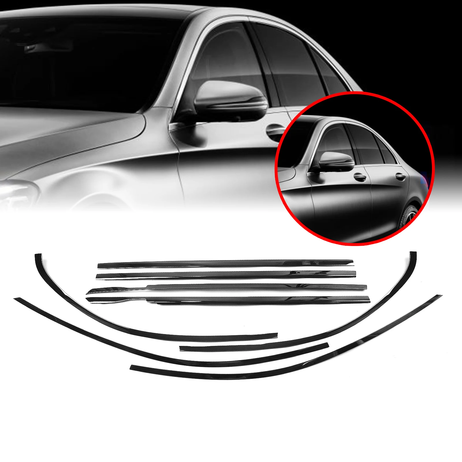

Для Mercedes Benz C Class W205 2015-2021 накладка на внешнее окно, титановая черная дверь, водонепроницаемый уплотнитель, декоративная молдинга