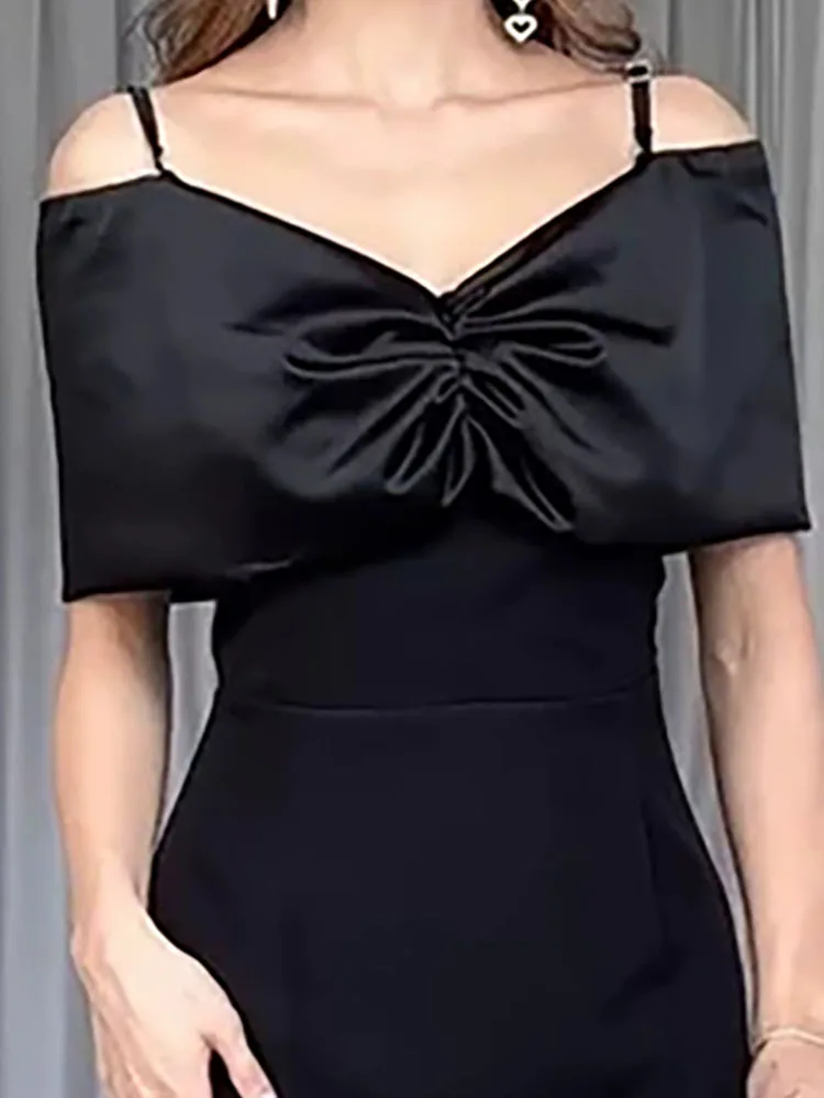 Early Spring New Fashion Women's Solid Color Sleeveless Strap Dress Elegant Classic Side Split Dress