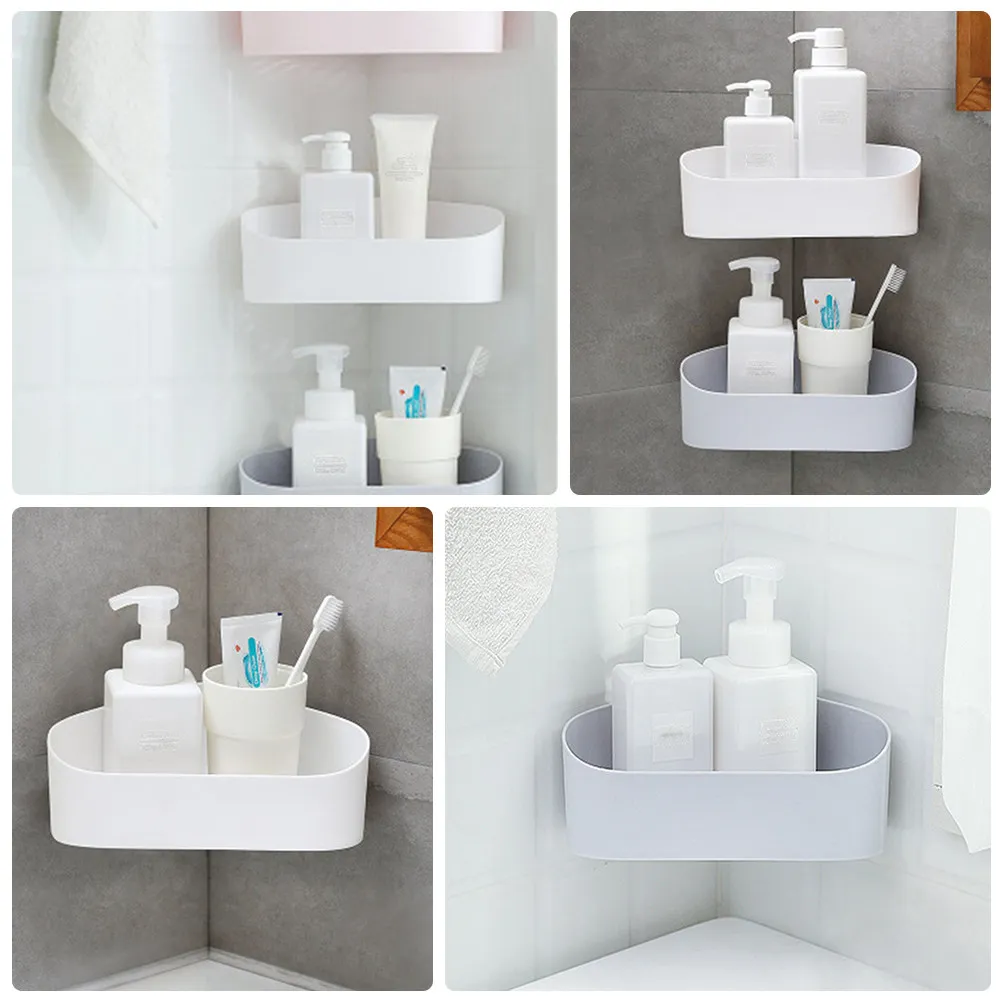 2Pcs Premium Plastic Wall Mount Bathroom Storage Rack Compact Drawer Design for Toothbrush Toothpaste Shampoo Draining Kitchen