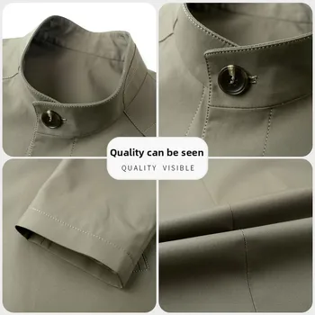 High End Anti Wrinkle New Brand Business Casual Fashion Slim Fit Trench Coats Spring Autumn Overcoat Long Jacket ​​Outercoat 3