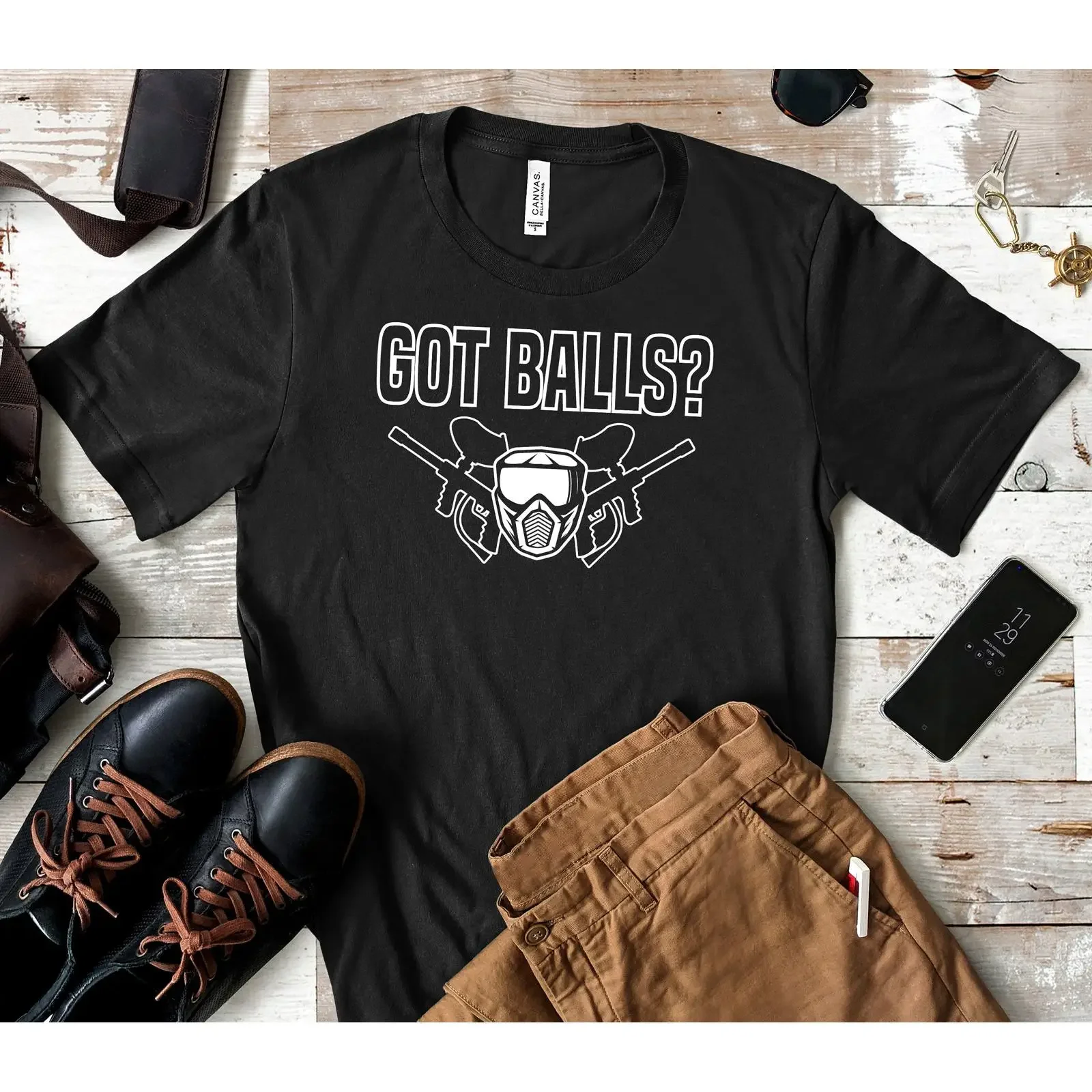 Funny Paintball T Shirt Got Balls Paintballer SweaT Long Sleeve Kids Apparel  vintage Washed Soft Stretched graphic Unisex