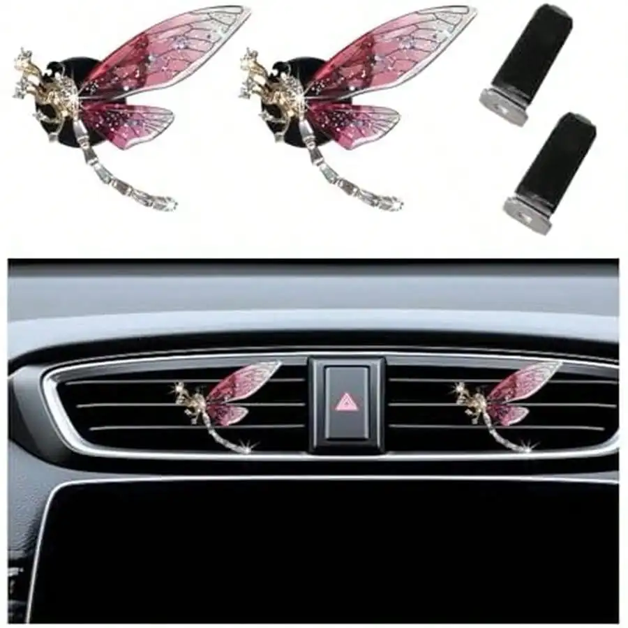 

Augeny 2PCS Bling Butterfly Air Vent Clips, Cute Crystal Car Air Fresheners Vent Clips, Rhinestone Diamond Auto Diffuser Vent Clip For Women Girls, Car Interior Decor Accessories (Blue)
