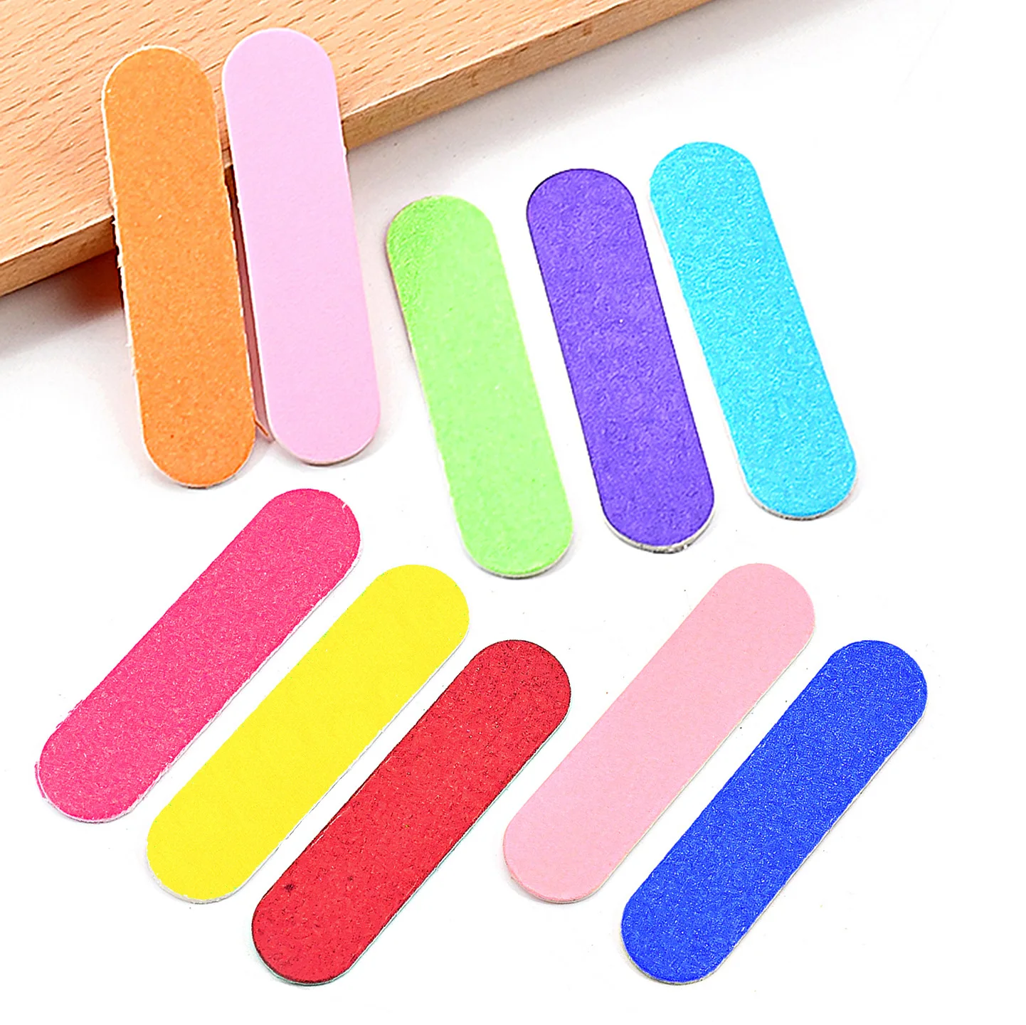 100 Uds. Tablero de esmeril de madera de colores mezclados lima de uñas de madera mini lima de uñas herramienta de manicura 240/240