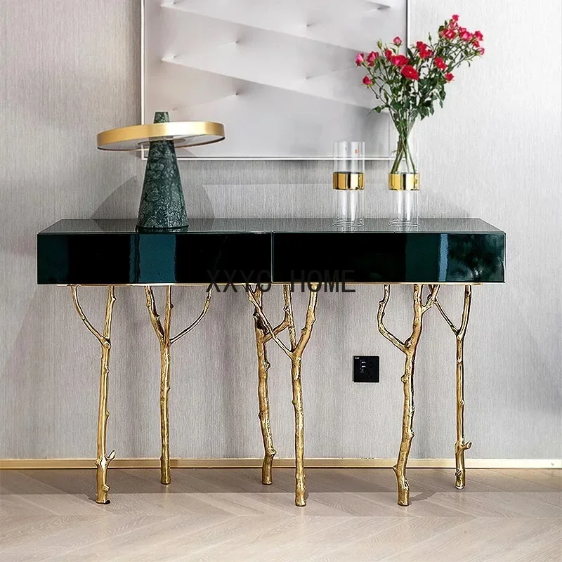 Italian Style Light Luxury Brass Branch Corridor Against The Wall Entrance Hall Porch Customization