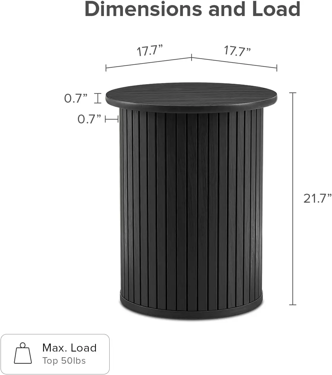 Quin Pedestal Side Table, Tambour Round Fluted End Table, Small Accent Table for Living Room, Mid Century Modern Night Stand