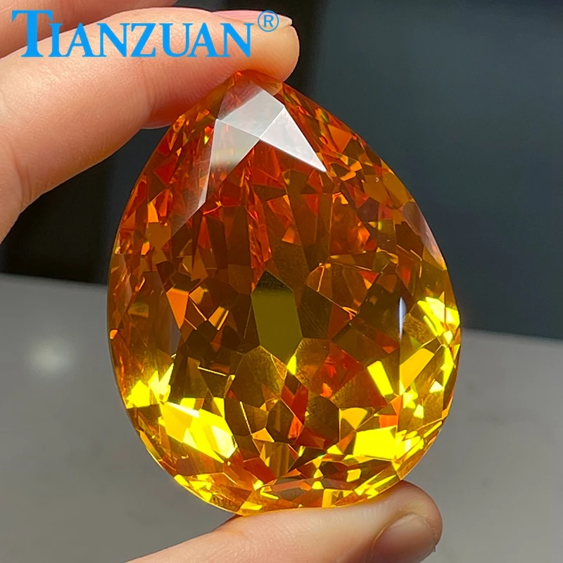 

Cullinan Cut Yellow Color Pear Shape Cubic Zirconia 45.4x58.9mm 893ct Loose CZ Stone Synthetic Gems Beads For Jewelry Making