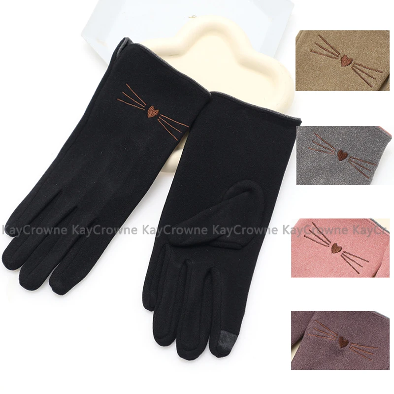 New Fashion Grace Lady Cat Glove Winter Women's Gloves Elegant Touch Screen Riding Warm Windproof Gloves Mittens Accessories