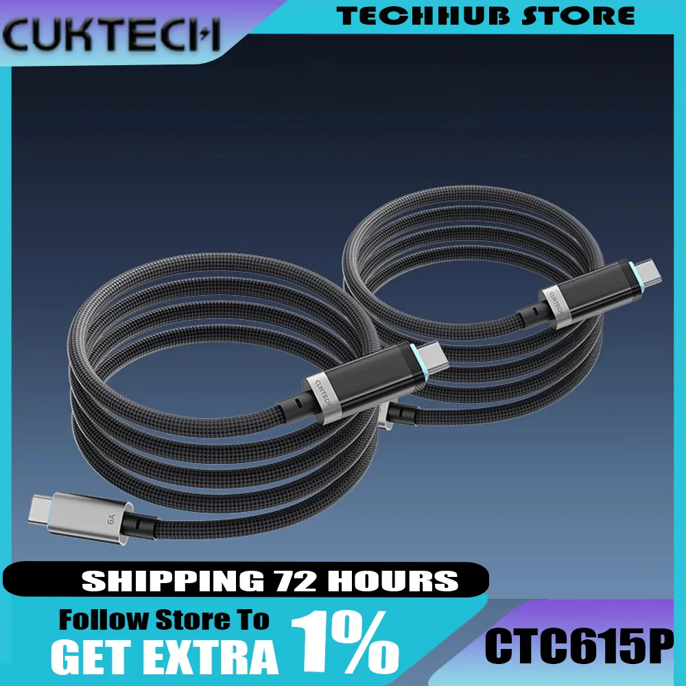 

CUKTECH No 6 Плетеный кабель питания Type-C OLED-экран Цифровой дисплей Двойная быстрая зарядка Автомобильный кабель для передачи данных IPhone Xiaomi Аксессуар