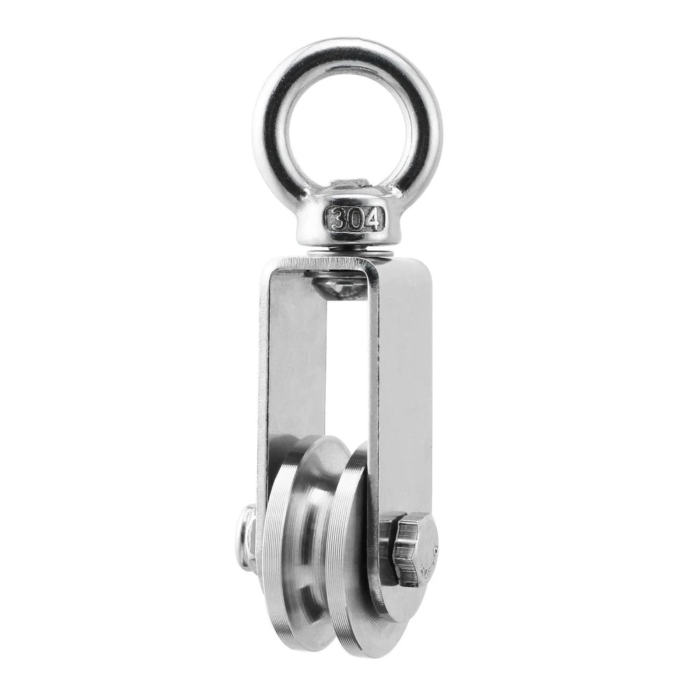 

U Type Swivel Pulley 304 Stainless Steel Duplex Bearing Detachable 360 Degree Rotation Heavy Duty Traction Wheel