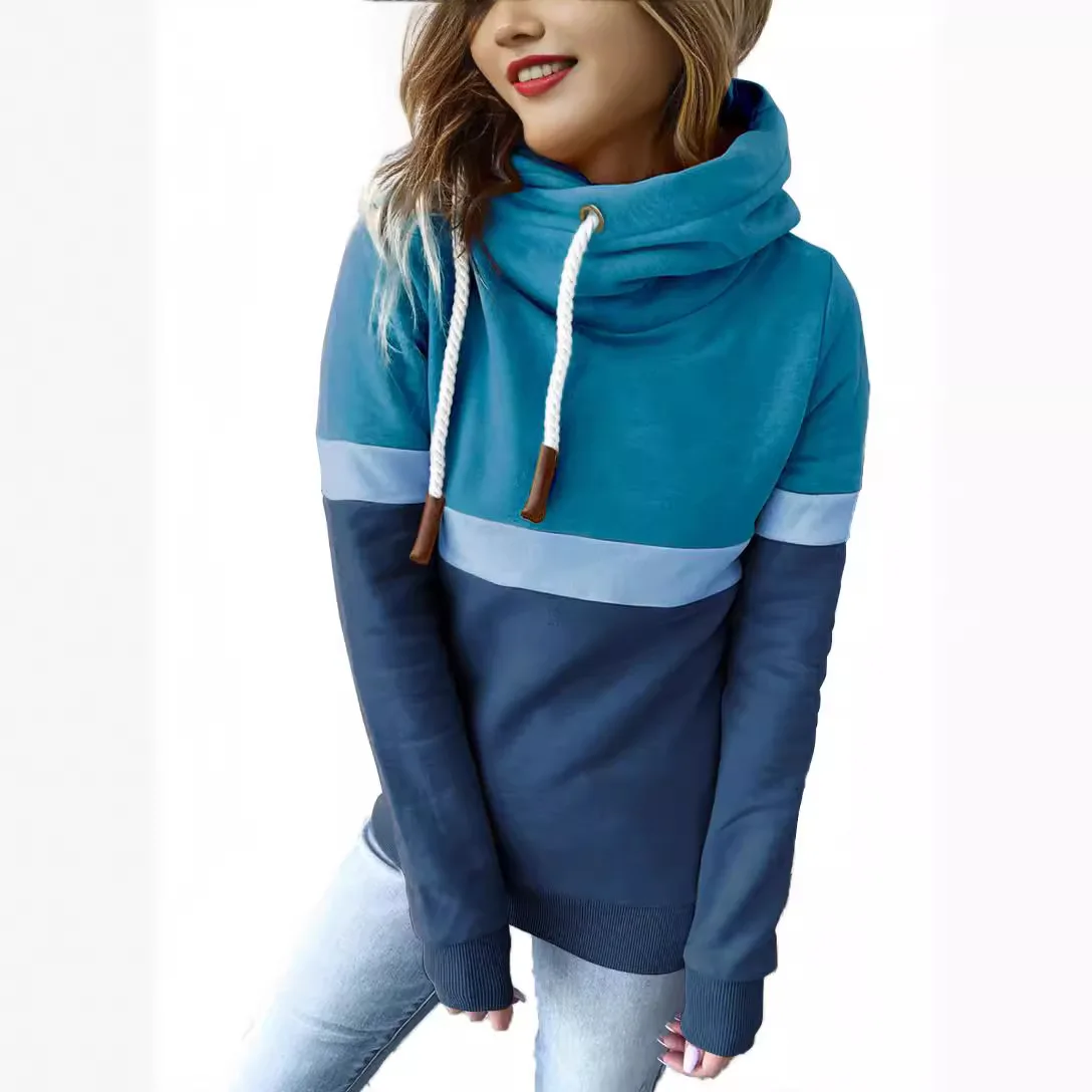 Y2K Women Hoodie Long Sleeve Casual Hoodies Pullovers Sweatshirts female Top Tricolor personality high collar hooded Sweatshirt