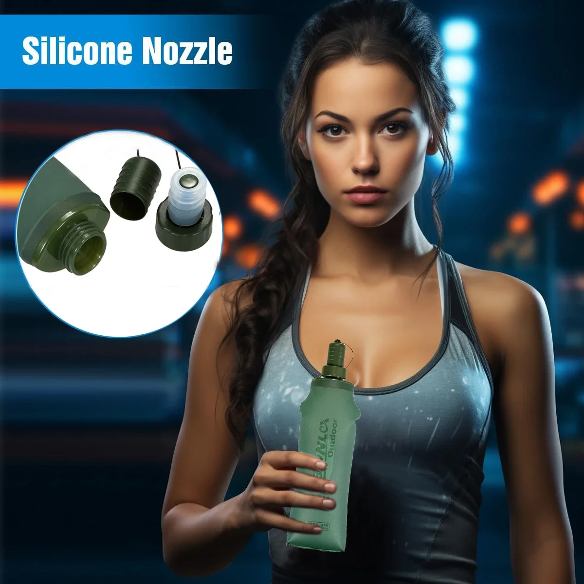 

Soft Flask Foldable TPU Hydration Flask with Silicone Mouthpiece,BPA-Free,for Outdoor Activities, Hiking, Travel