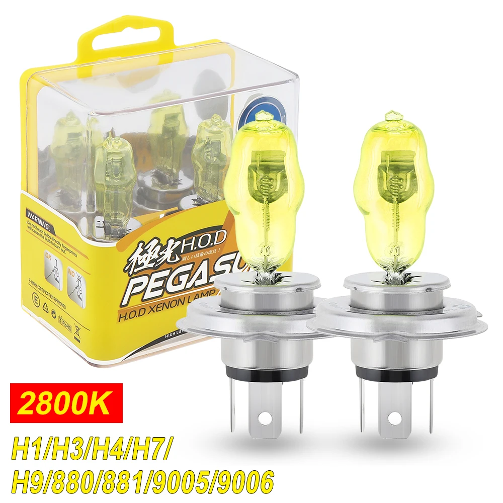 

2pcs 3000LM 100W Car Halogen Bulb HOD Lamps 2800K Yellow Light Front Headlight H1/ H3 / H4 / H7 / 880 / 881 / 9005 / 9006