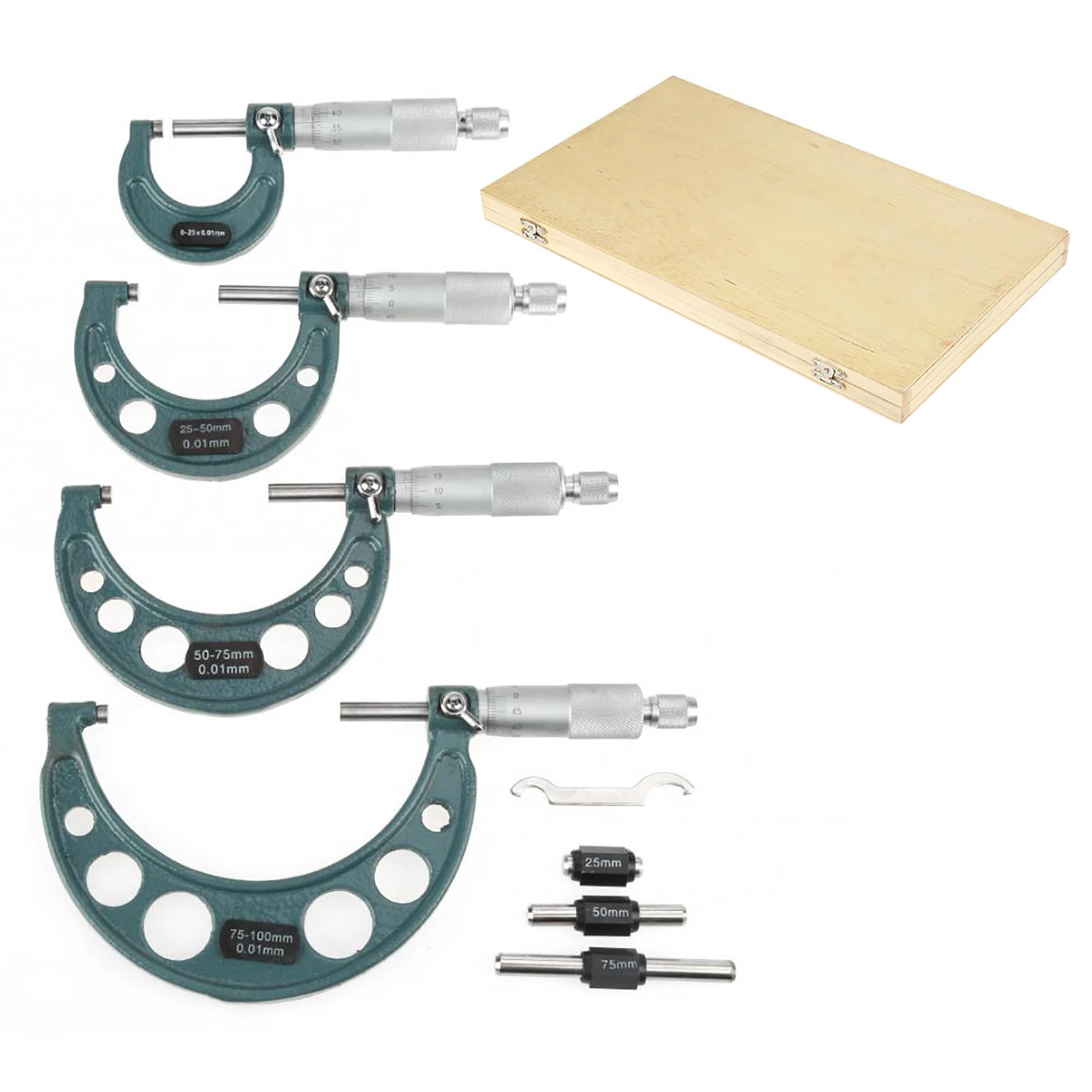 

External Micrometer 0‑100mm Metric Outside Micrometers Thickness Gauge Measuring Calipers with Case