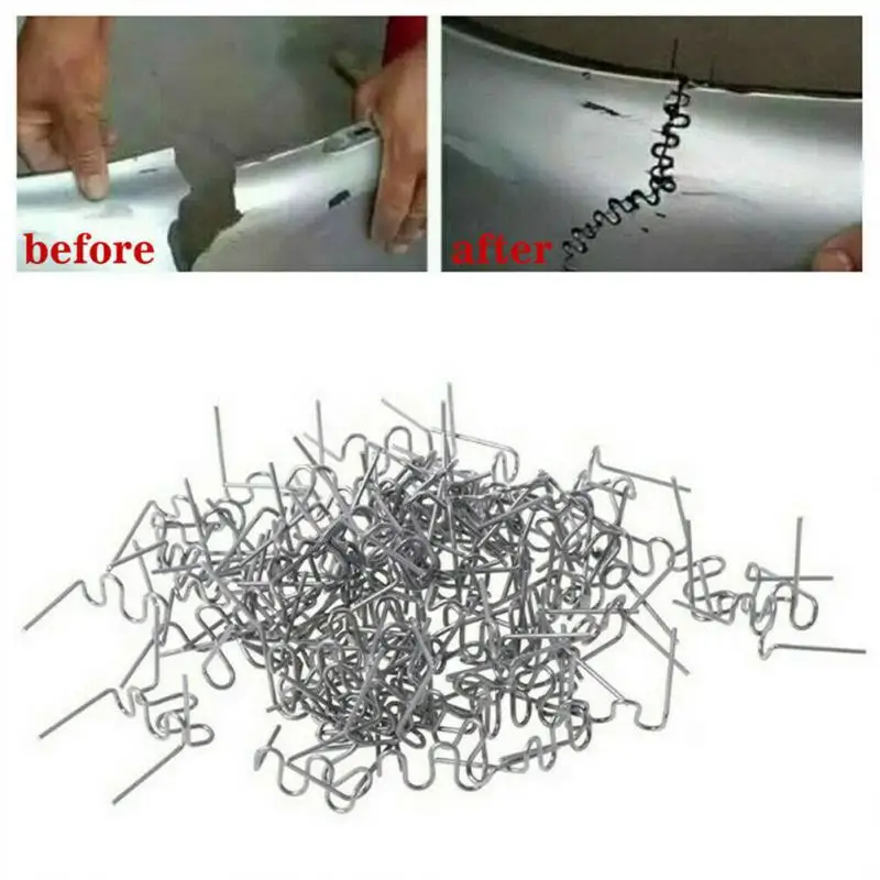 100PCS Plastic Welding Bumper Soldering Bumper Repair Iron Staples S Wave Staples Hot Plastic Welder Heat Gun Hot Stapler Tool