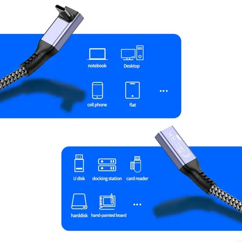 270B USB C Cable extensión 40Gbps Transferencia datos PD240W Potencia con soporte video 8k60Hz compatible para