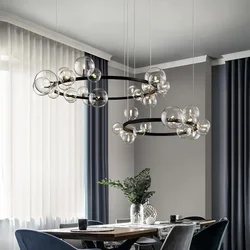 New Design Glass Bubble Chandelier Luxury Black Kitchen Island Hanging Lights Luster Ceiling Light Bedroom