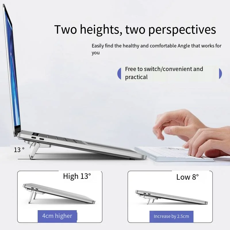 Portable Laptop Stand, With 2 Adjustable Angle Foldable Stands for Macbook Laptop Stand Legs, Invisible paste Bracket Folding