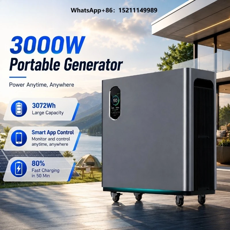 3000W Portable Solar Generator 3072Wh LFP Battery Power Station with 1500W Solar Input