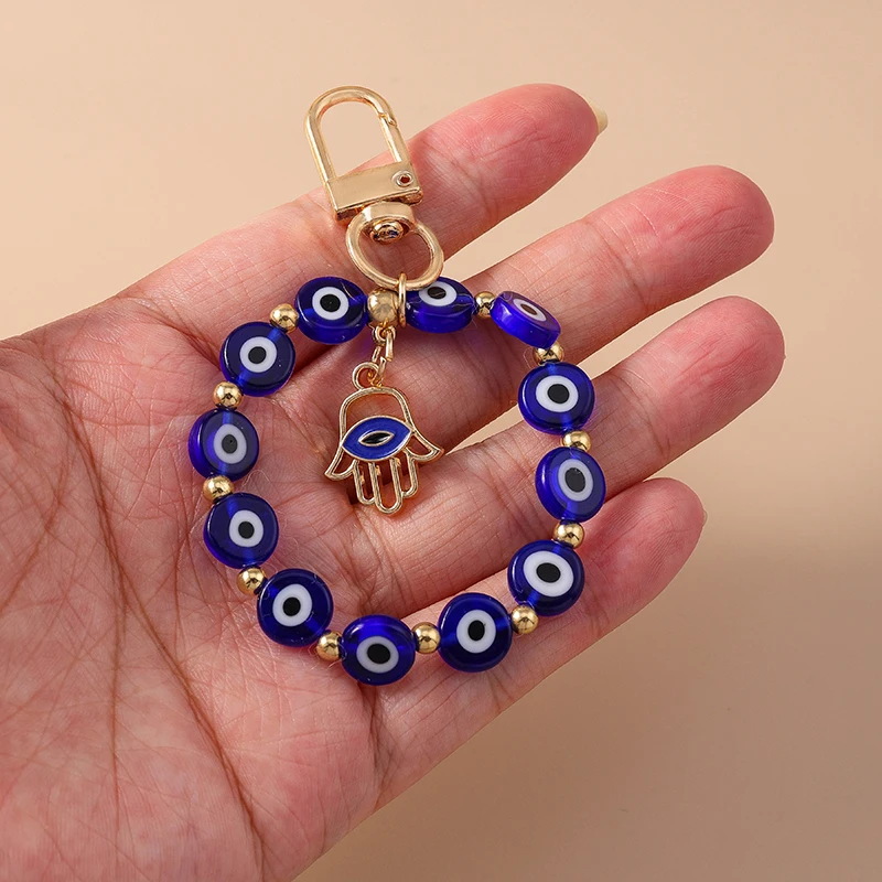 Aihua Boho Türkischer böser Blick Perlen Schlüsselanhänger Schlüsselanhänger für Paar Liebhaber Lucky Blue Eye Bag Airpods Box Autotelefon Lanyard Geschenke – Detail 7