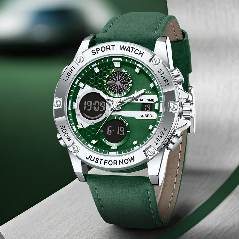 FOXBOX 2025 New Digital Watches Men Dual Time Fashion Quartz Wristwatches Waterproof Luminous Military Mens Watch Reloj Hombre