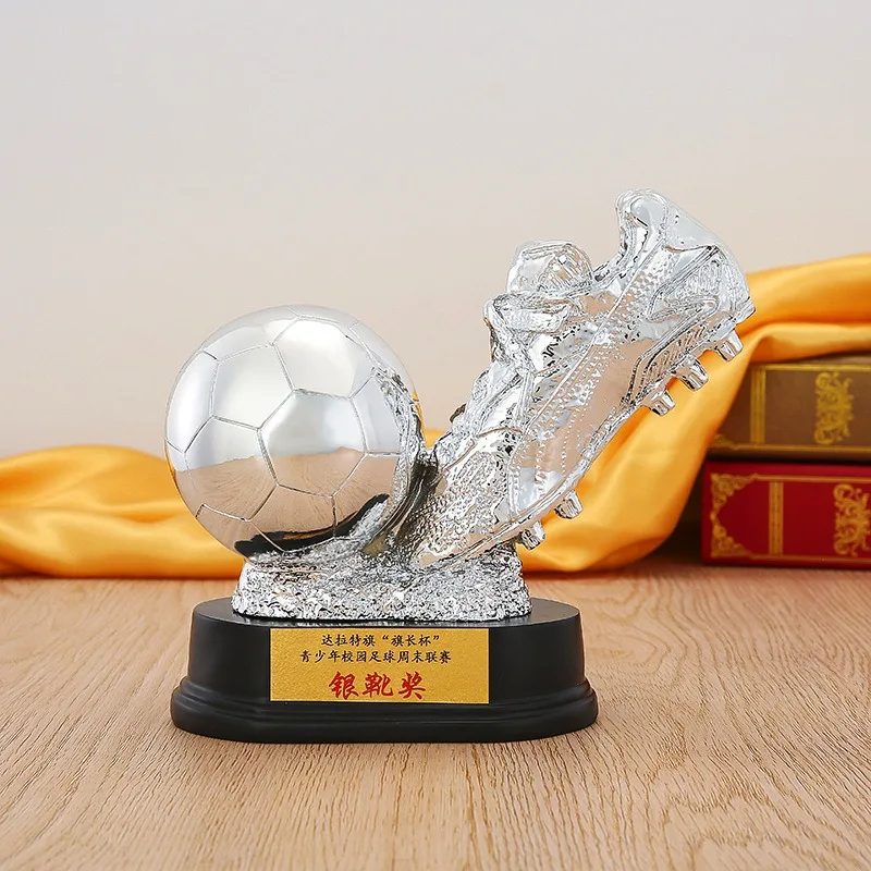 New Premium Resin Gold Plated Trophy Model Striker Award Golden Boot Trophy Football Championship Trophy