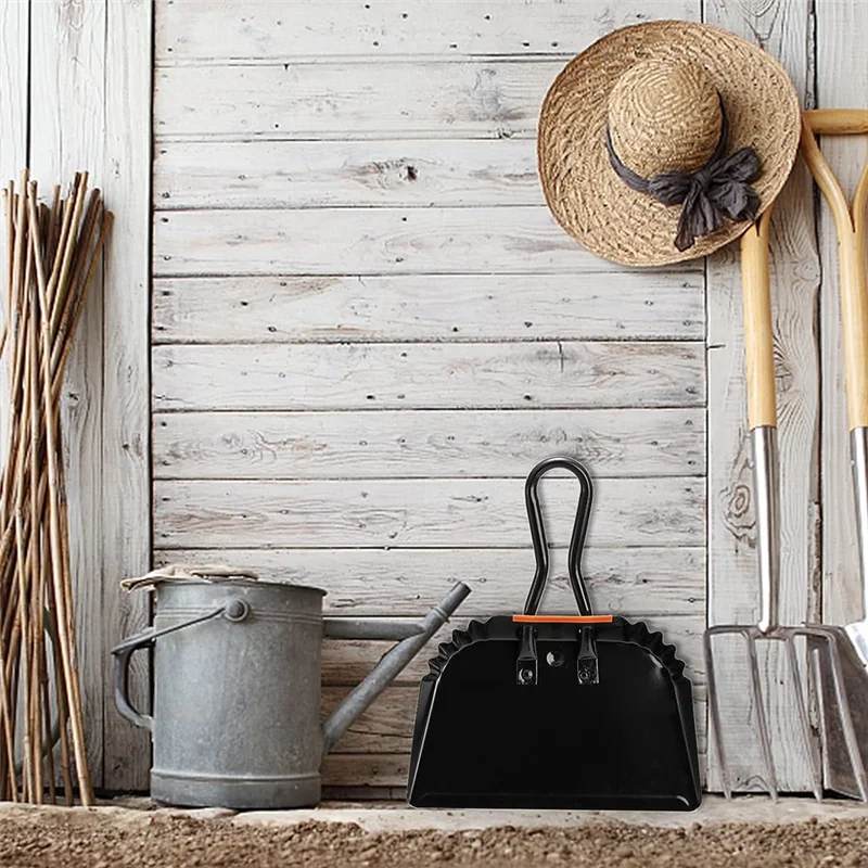 【HOT】2Pack 12 Inch Black Metal Dustpan For Indoor, Outdoor, Fireplace, Industrial, Commercial Use