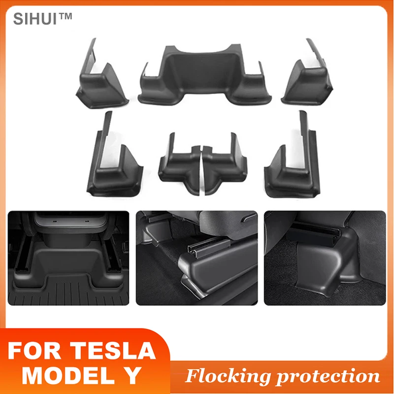 Protection Shell For Tesla Model Y 2022 2023 Under Seat Corner Guard Seat Slide Rails Protector Cover Anti-Kick Decor Flocking