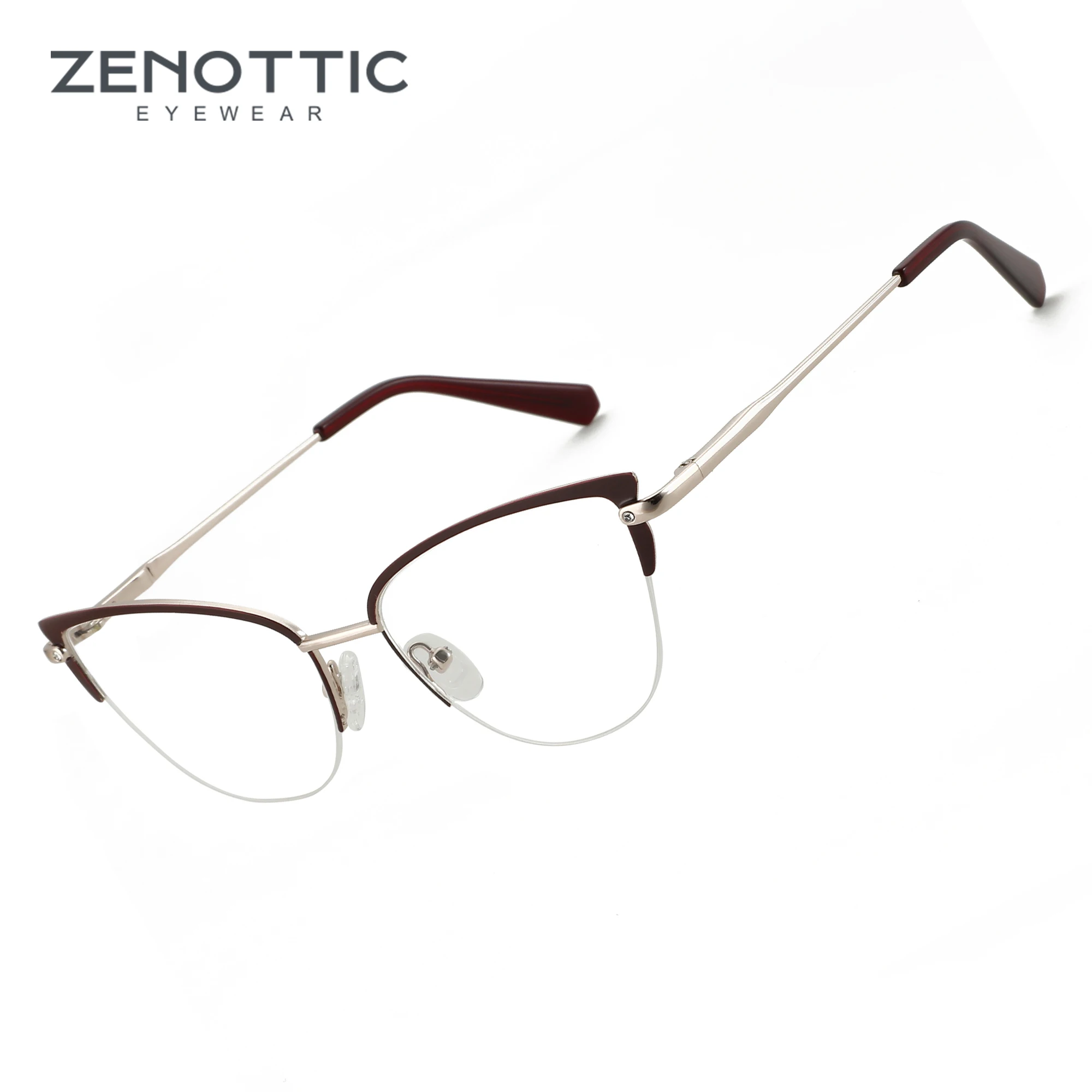 

ZENOTTIC 2024 Fashion Cat Eye Optical Glasses Frame Women Butterfly Spectacles Non-Prescription Metal Eyeglasses H3005