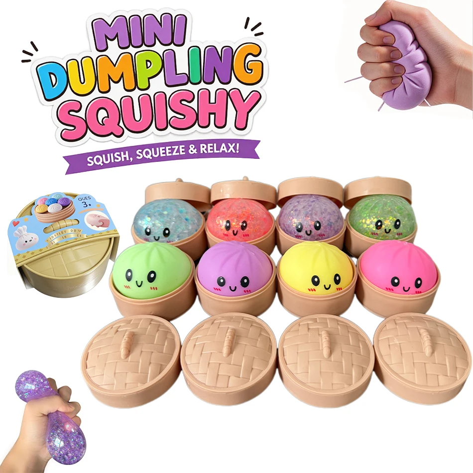 

Mini Squishy Dumplings 8PCS With Steamer Squeeze Toys Set Fidget Sensory Toy For Adults Children Stress-relieving Toy Small Gift