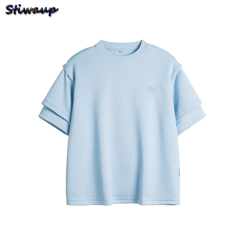 

Basic Women's T-shirts Tops Woman 2024 Oversize Y2k Couples T-shirt Solid Double Sleeves Short Sleeve Tee Women's Clothing Sales