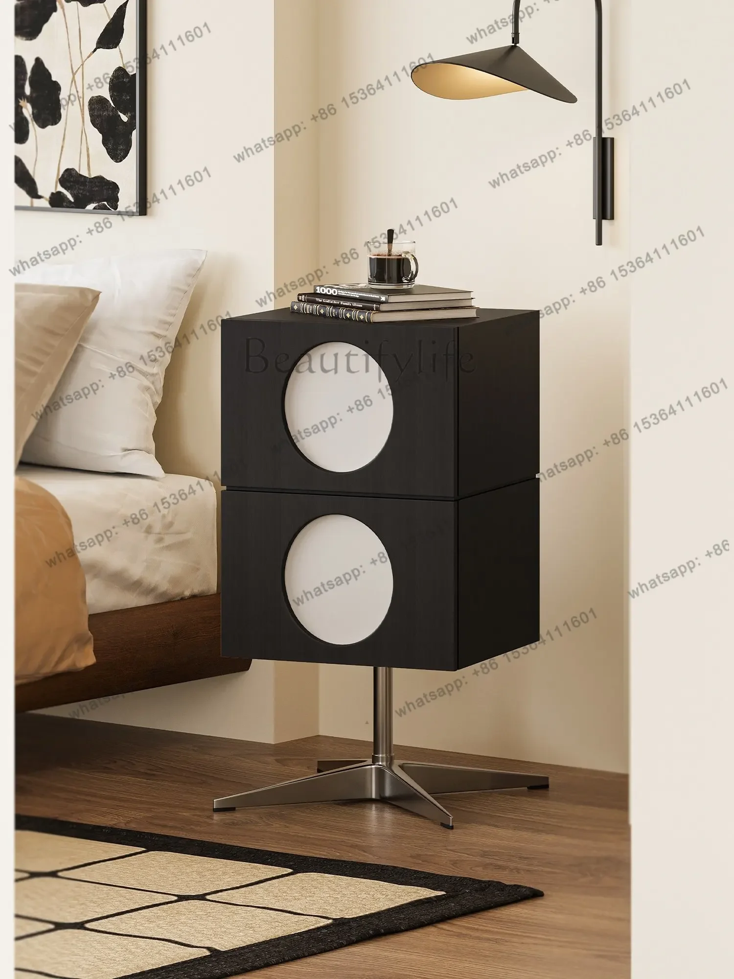 

Nordic log color bedroom bedside table small apartment living room medieval locker